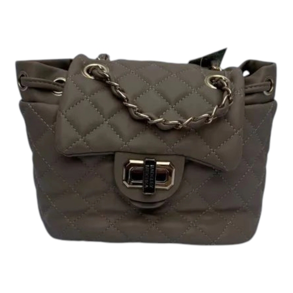 Badgley Mischka Chic Quilted Mini Bag with Chain in Taupe - Picture 3 of 5